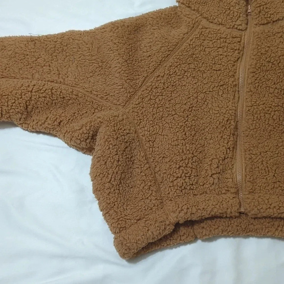 Wild Fable Faux Shearling Full Zip-Up Sweatshirt, Color Light Brown Size M/L - Picture 7 of 14